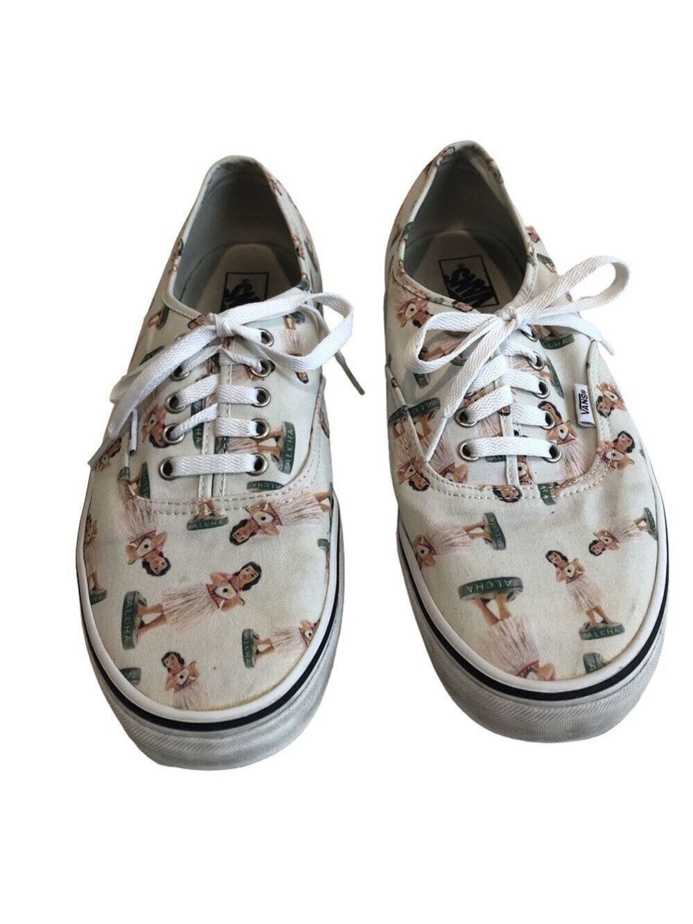 Vans Hula Girl sneakers. Size 13. Off white shoes with dancing hula girls  luau